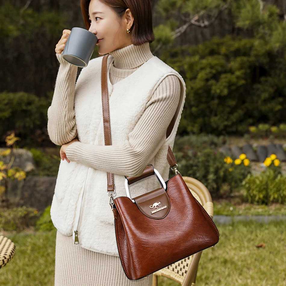 Handbag Purses for Women Female Oil Leather branded Shoulder Crossbody Messenger Tote Bag Small FAshion Sac M250606