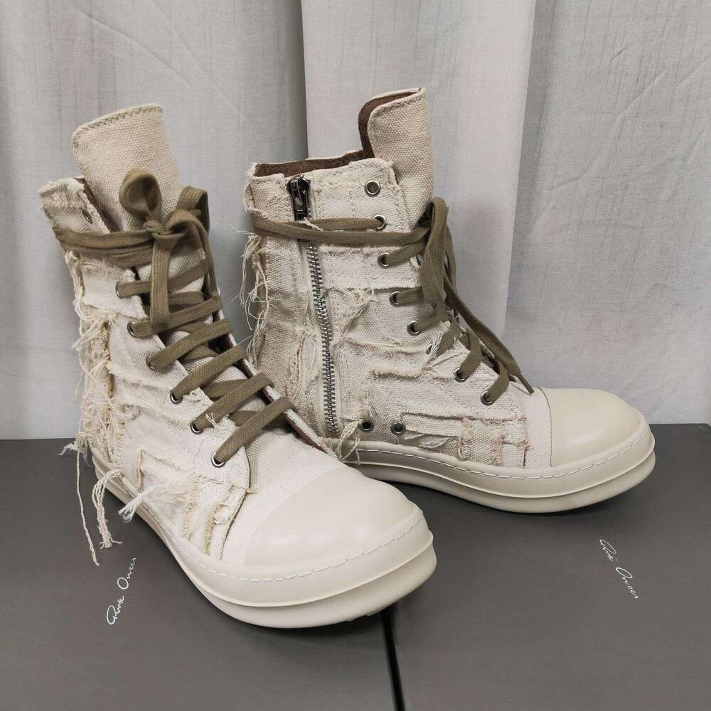 2025 Summer New Thick-Soled Casual Men's with Tassels, Comfortable Lace-Up Canvas Sneakers, Breathable High-Top Single Shoes