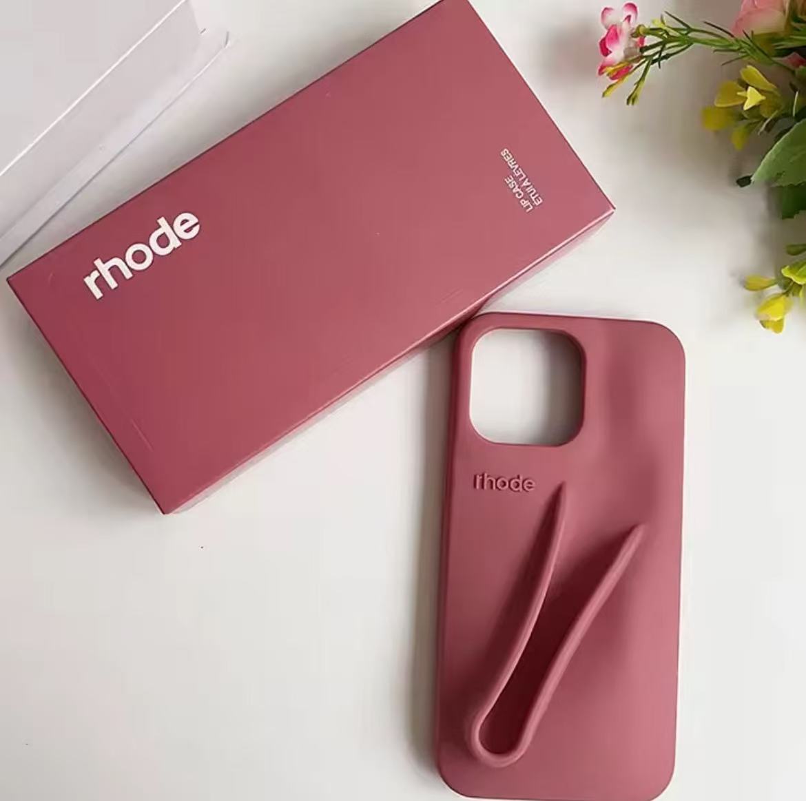 Rhode Case for IPhone 15 Pro Max 14 13 ProMax Lipstick Soft Silicone Portable Lip Gloss Holder Ins Hot Cover Funda