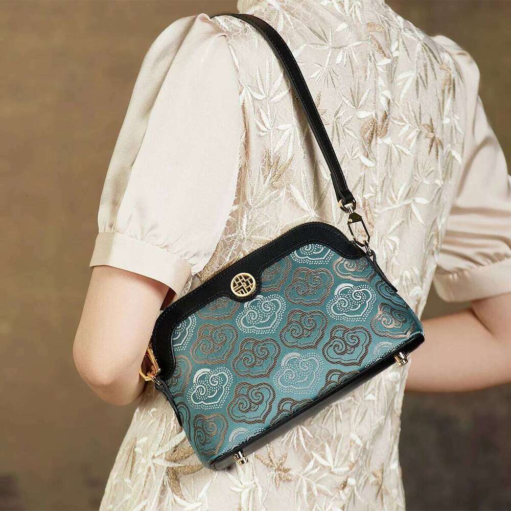 OLOEY Limited Hot Chinese Style Cow Leather Women Messenger Bag Skin Soft Embroidery Crossbody Bags Purses Royal Stylish #SC1600