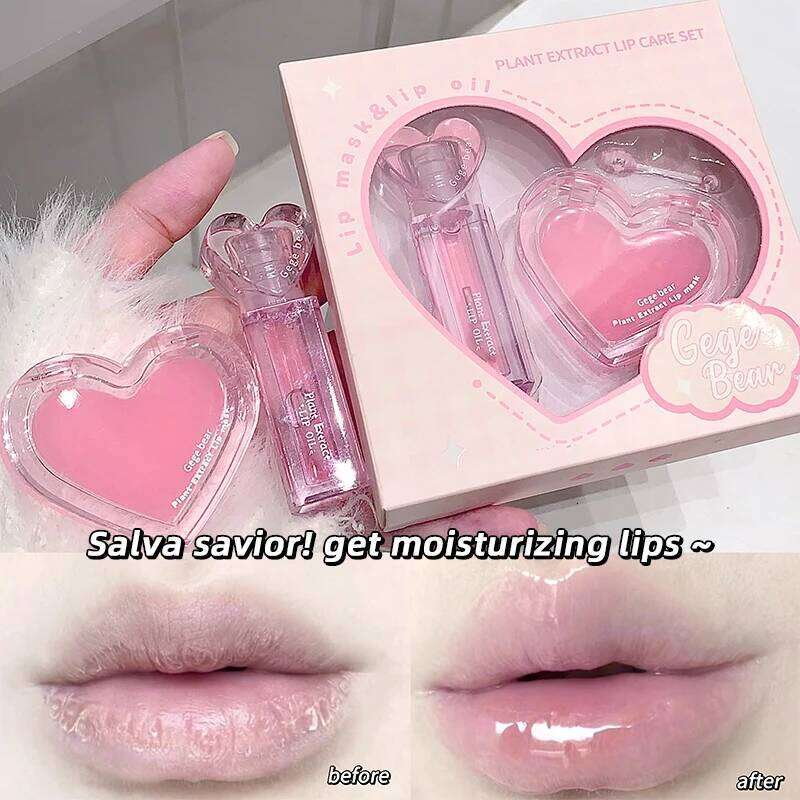 Gege Bear plant Extract Balm Lip Gloss Set Colorless Moisturizing free shipping