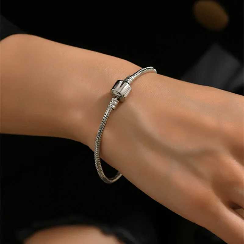 Handmade Original Fine Jewelry 925 Sterling Silver Charm Bracelet Soft and Smooth Snake Bone Bracelet for Women W250606