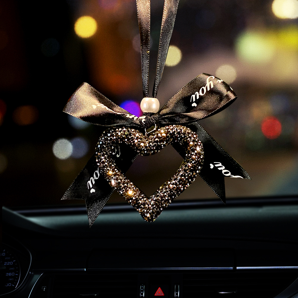 Car Charms Diamonds car interior accessories bow ribbon car carrier pendant ladies rear-view mirror pendant car creative decoration supplies