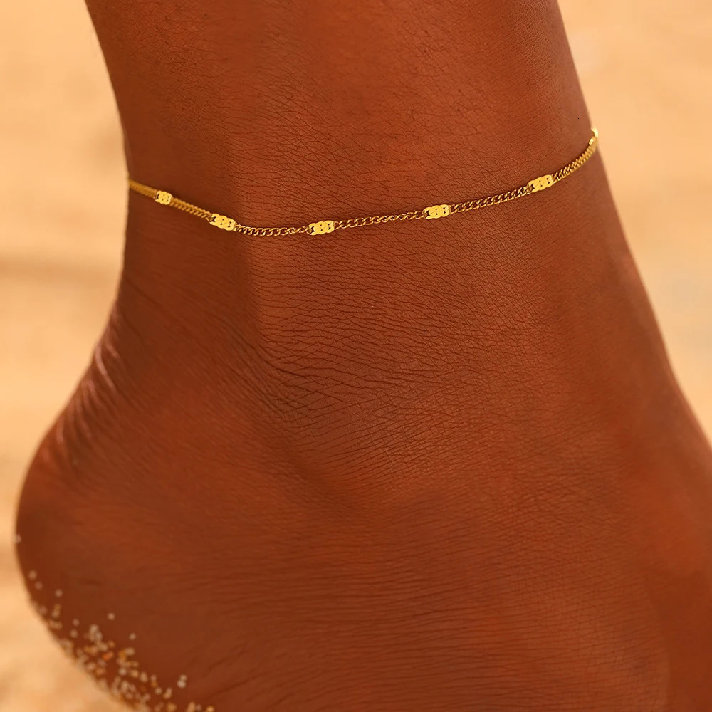 Stainless Steel Anklet Style Light Sense of Quality Sequin Chain Fine Delicate Anklet For Women Jewelry Party Gifts 250528