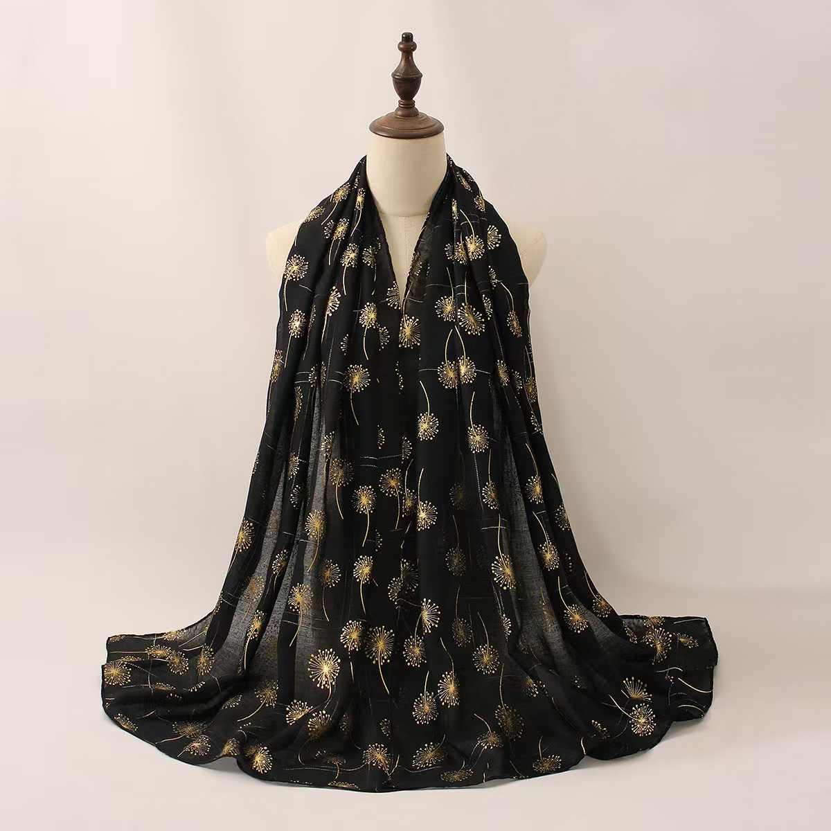 T901 Summer new style plant flower dandelion pattern gold-stamping scarf fashionable ladies sunscreen Baotou long silk scarf