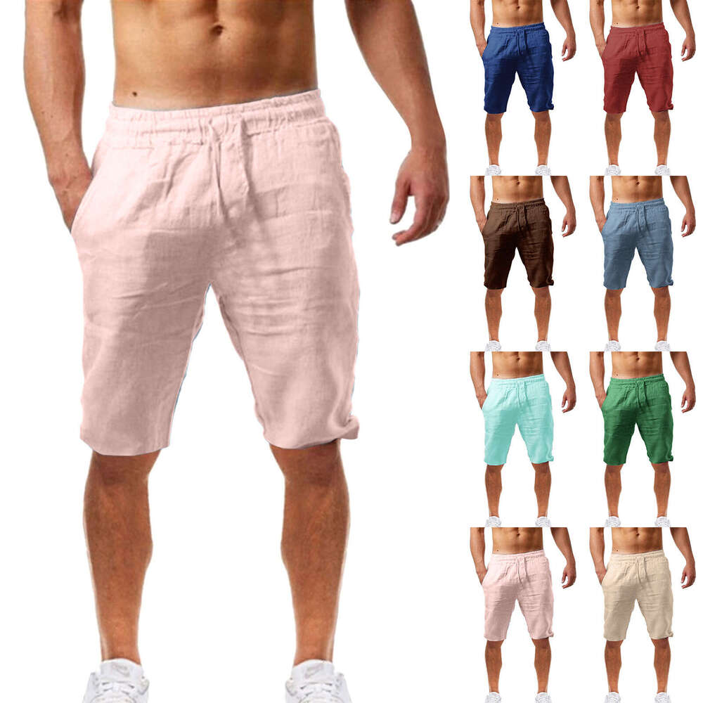 Summer New Loose Cotton Linen Breathable Men's Sports Casual Shorts B5