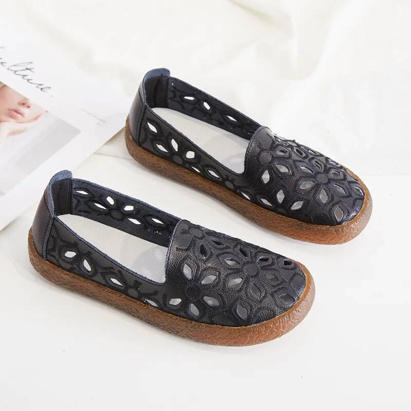 Ddmyoutdoor Women Flats Summer Woman Loafers Genuine Leather Female Shoes Slip On Ballet Bowtie S Shoe Size Outdoor Shoes