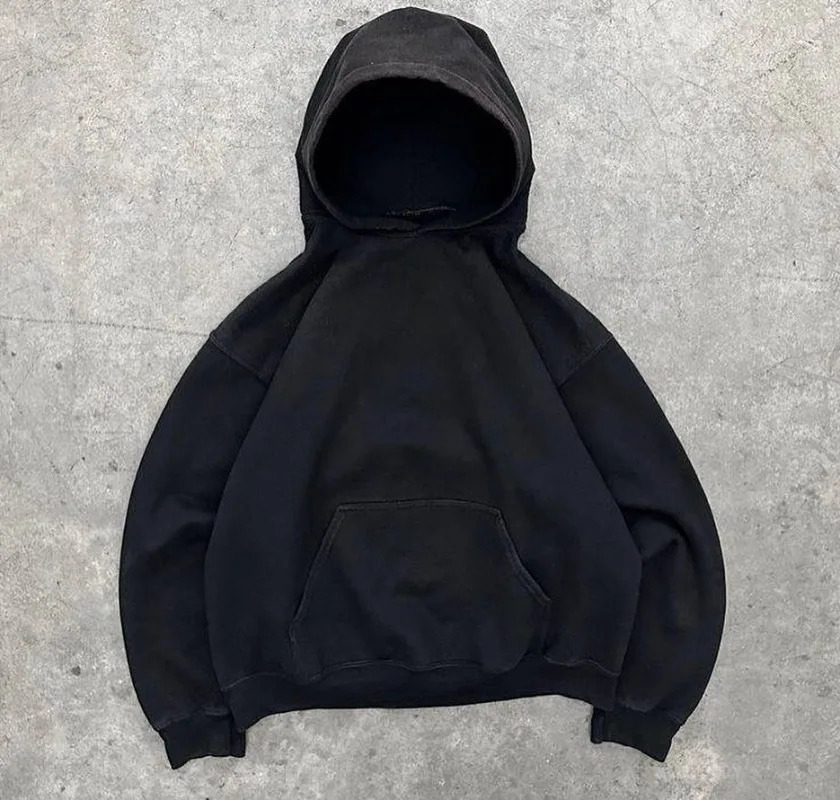 Harajuku Fashion Solid Color Old Washed Loose Hoodie Women Y2K Gothic Hip-hop Casual Joker Couple Sports Sweater 250605