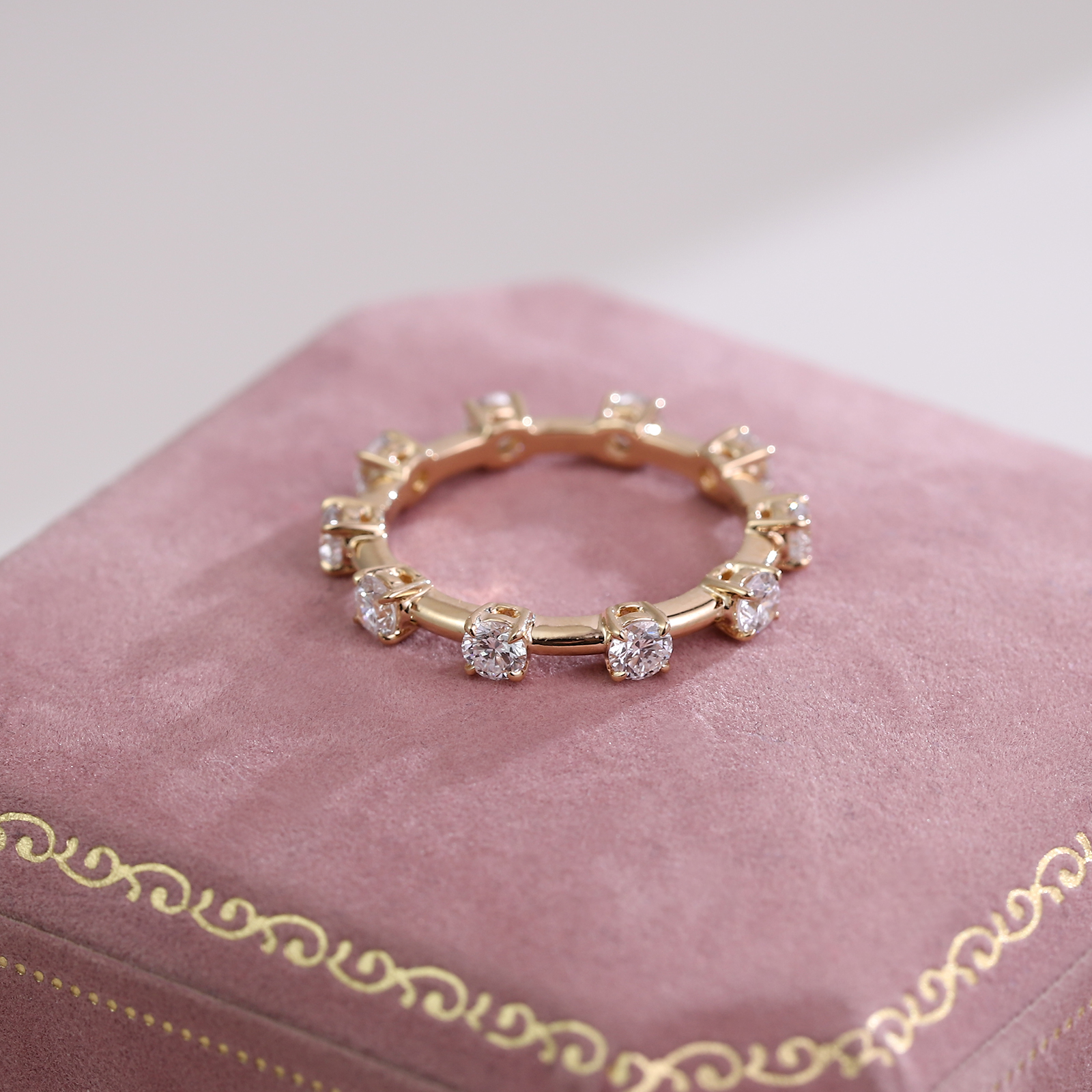 Provence Jewelry Custom Fine Jewelry 18K 14K 10K Yellow Gold Vermeil Elegant Engagement Rings DEF VVS Lab Grown Diamond Station Wedding Band Ring