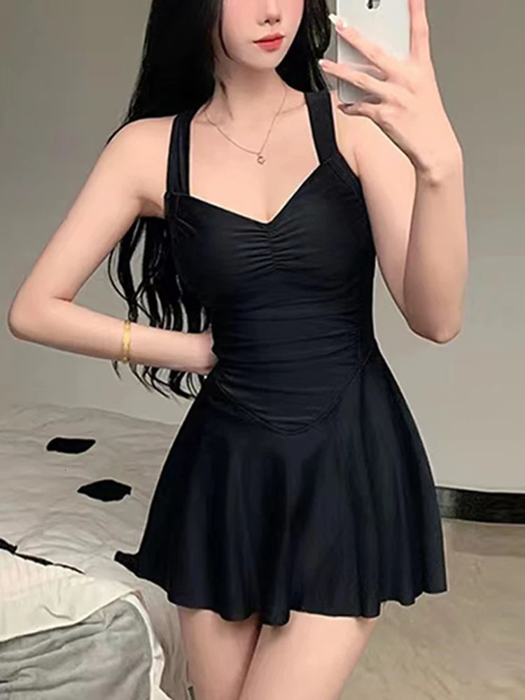 OIINAA Swimming Suit for Women Sexy Pink Swimsuit Dress Cross Backless Korean Fashion Biquinis Summer 2025 Simple Beachwear 250530