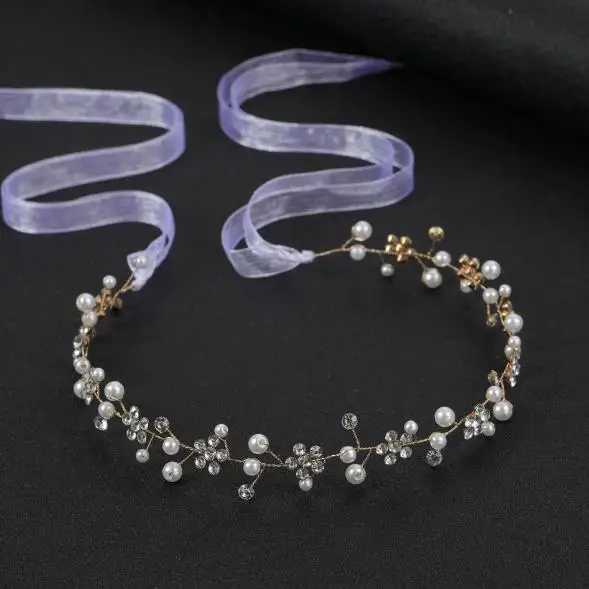 Gold Color Headbands Hair Jewelry Wedding Hair Accessories For Women Rhinestone Pearl Headband Bride Tiara Hairbands Accessories Z250605