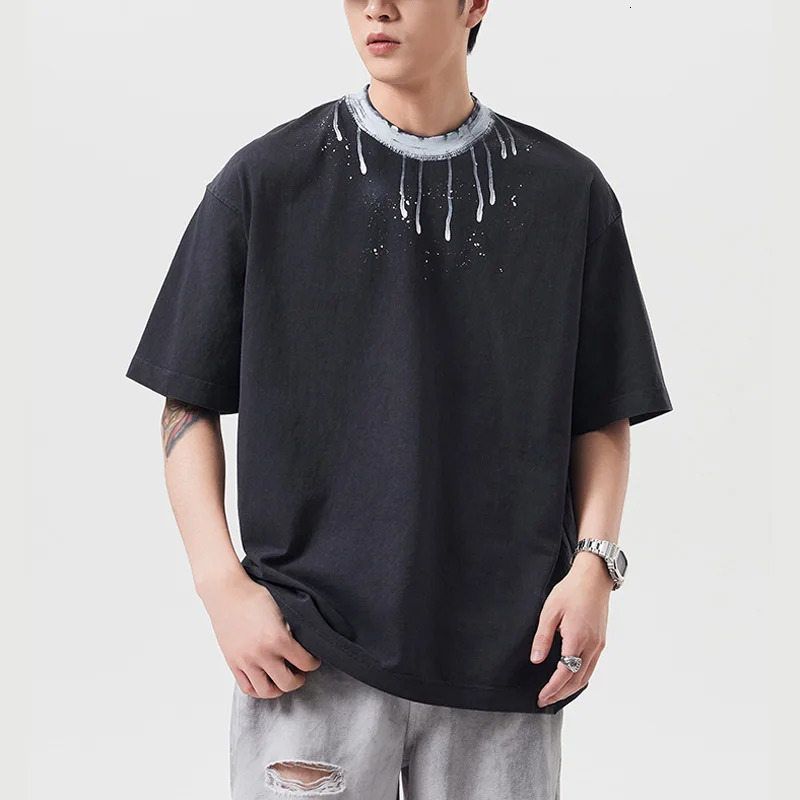 Summer Streetwear Tshirt Men Fashion Loose Casual Short Sleeve Pure Cotton T-shirt Cityboy Oversize T Shirt 250530