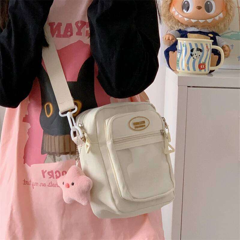 Xiuya Pink Cute Shoulder For Women Small Japanese Style Fashion Handbag Casual Simple Transparent Daily Female Bag