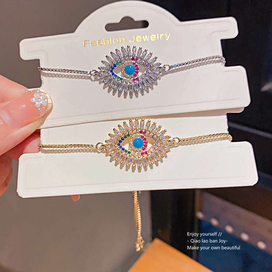 Luxury jewelry designer bracelet Zircon Eye Pull Chain Light High-end Sense Bracelet Exaggerated Personality Fashion Niche Jewelry