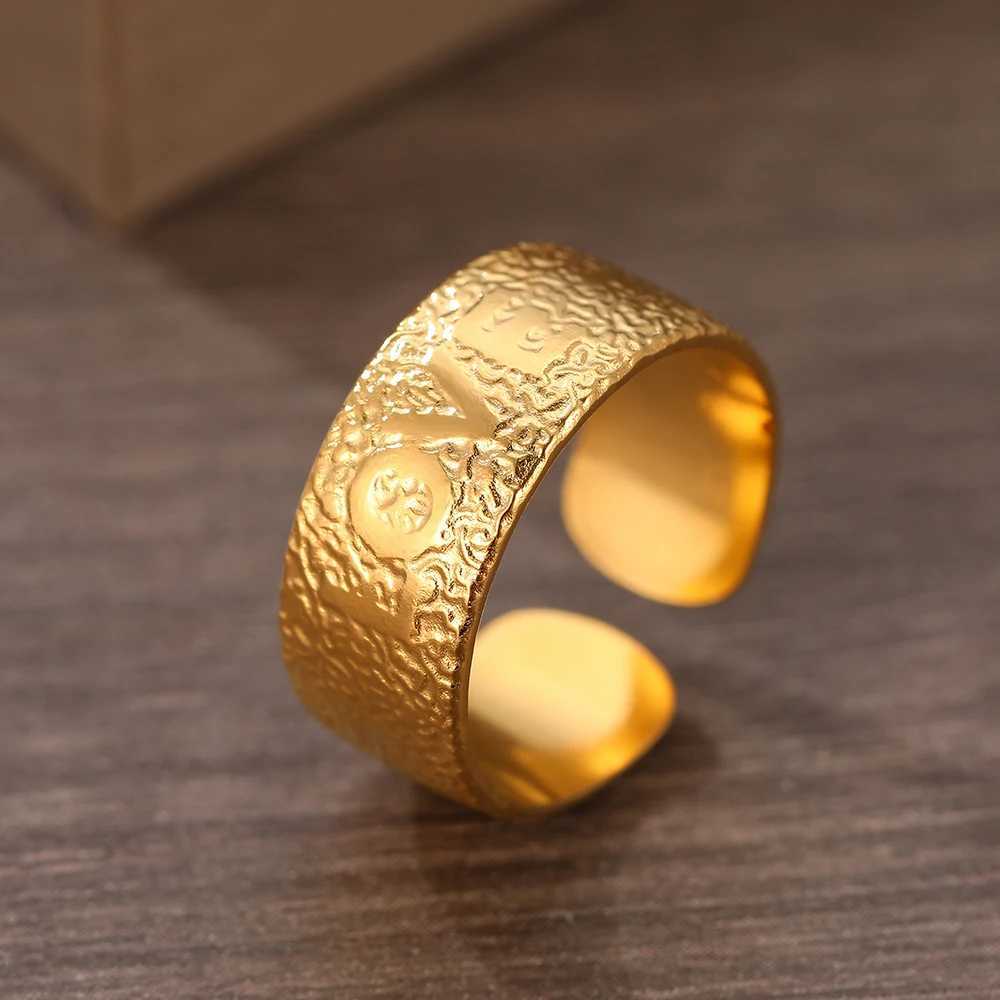 Stainless Steel Rings Vintage Exquisite Adjustable Open Hollow Rings For Women Jewelry Banquet Gifts Non-fading High-quality New W250606