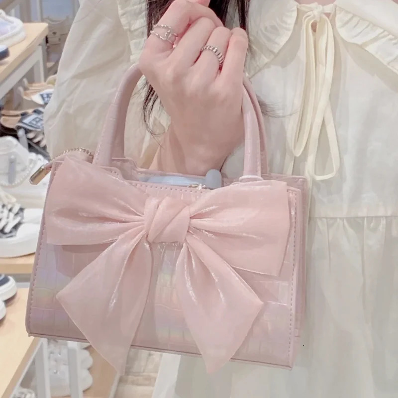 Fashion Womens Clutch Purse Handbags Summer Pink Bowknot Female Underarm Bags Sweet Girls Small Square Shoulder Messenger Bag 250605