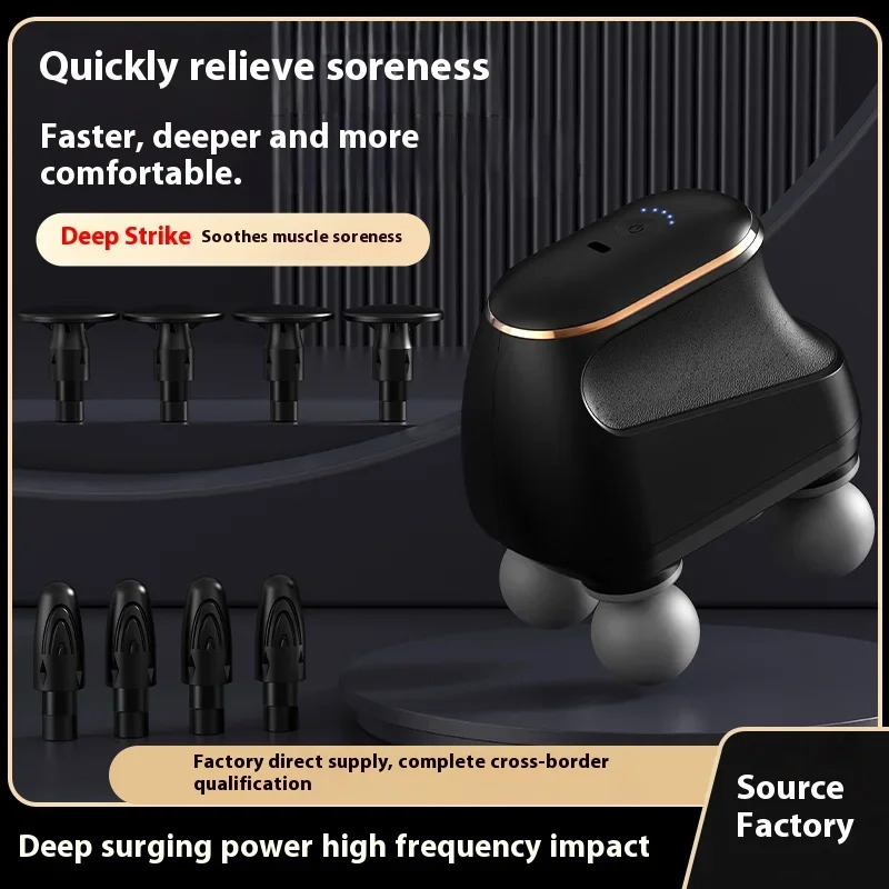 Portable Fascia Gun Muscle Massager Gun Four-head High Frequency Neck Shoulder Waist Massage Machine Professional Fascia Massage 250605