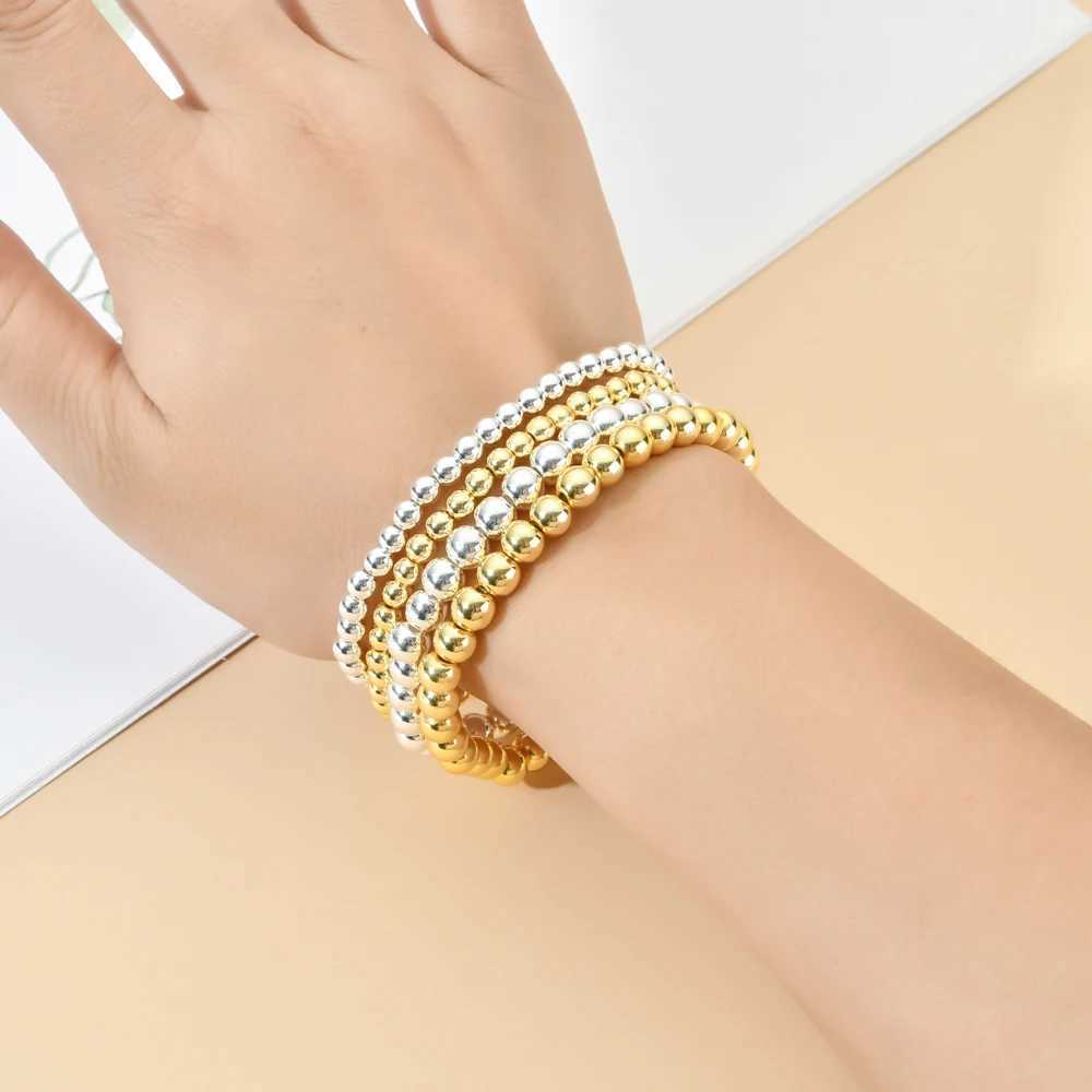 Boho Stacked Silver Color Ball Beaded Bracelets For Women Bohemia Handmade Beaded Statement Bracelet Pulsera Wristband W250606
