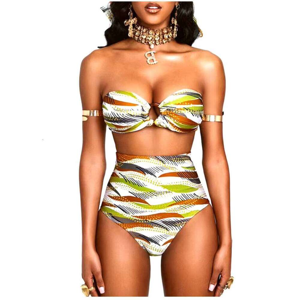 Factory New Design Colorful Print 2 Pieces Swimsuits Sexy Women Beach Bathing Suit