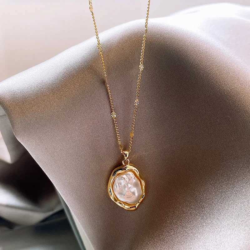 New Irregular Baroque Pearl Pendant Necklace For Women Fashionable Personalized Daily Accessory Party Jewelry Birthday Gifts Y250605