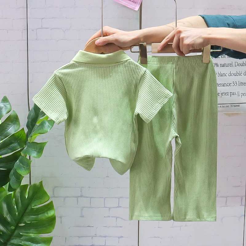 New Summer Baby Girl Clothes Suit Children Fashion Solid T-Shirt Pants 2Pcs/Sets Toddler Casual Costume Infant Kids Tracksuits R250606