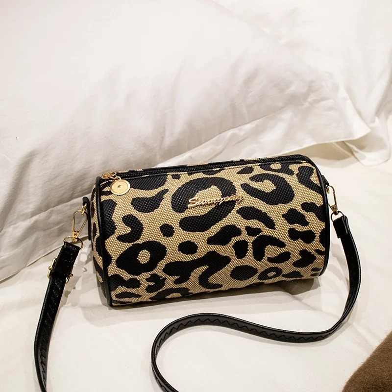 Leopard print polka dot cylinder bag pillow womens pen holder Printed singleshoulder crossbody bag 250605
