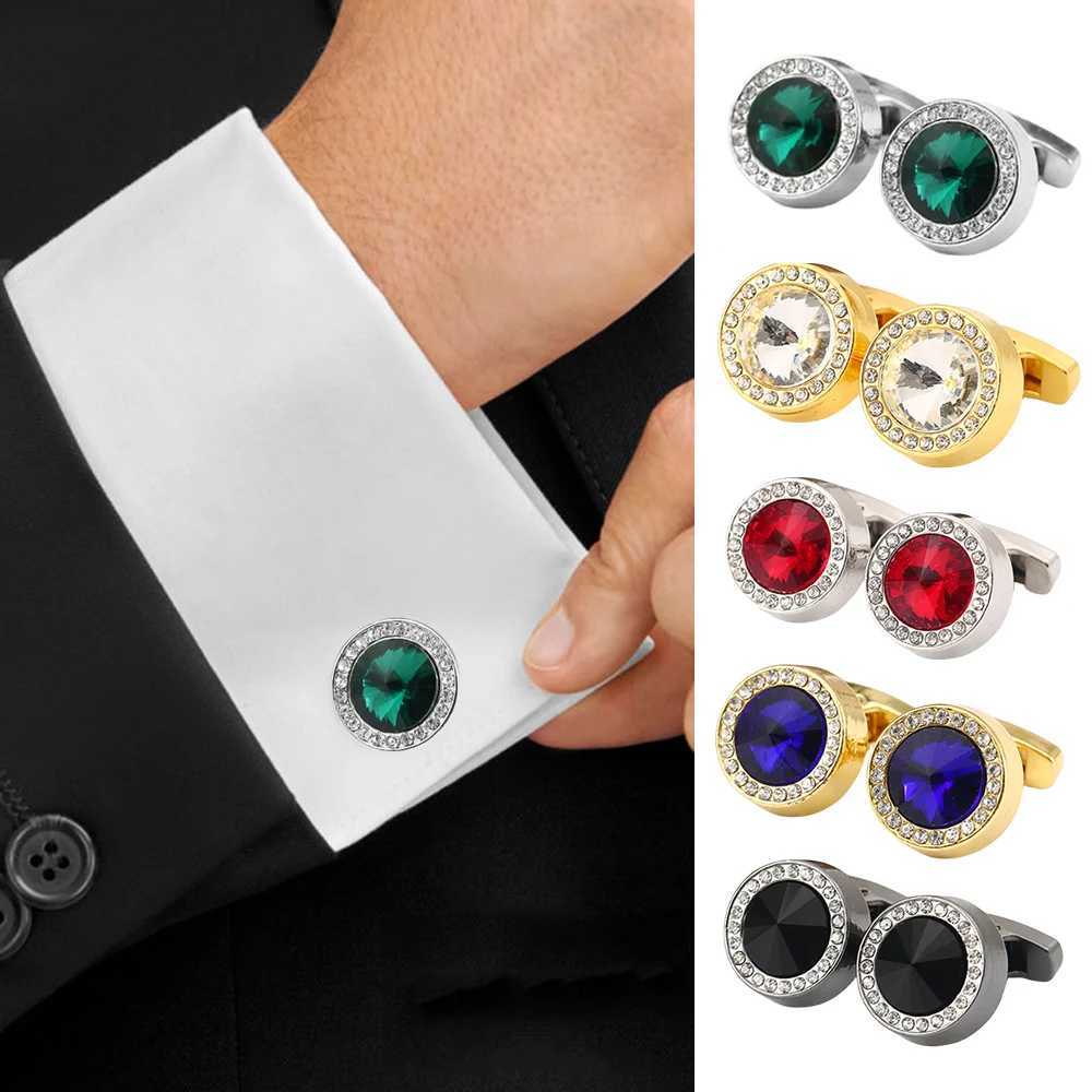 Luxury Delicate Jewelry Mens Cufflinks Crystal Round Crystal Cufflinks Wedding Party Cufflink French shirt Cuff Buttons W250606