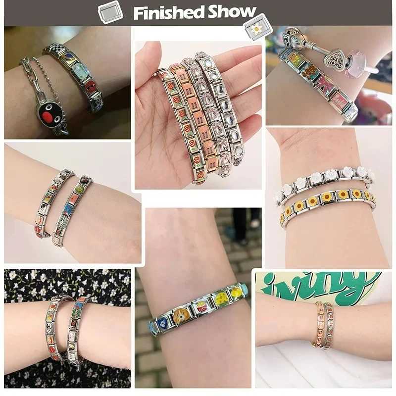 20 Mixed Italian Charm Link Bracelet 9MM Men Women DIY Parts Module Accessories Wholesale W250606