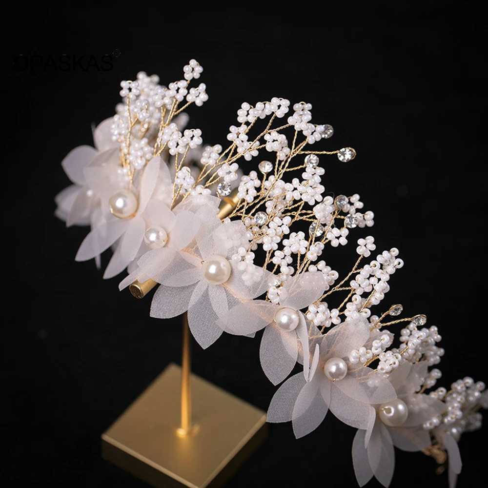 Tiaras Earring Sets Wedding Hair Accessories For Women Flower Rhinestone Pearl Headbands Dangler Princess Bridal Crowns Jewelry Z250605