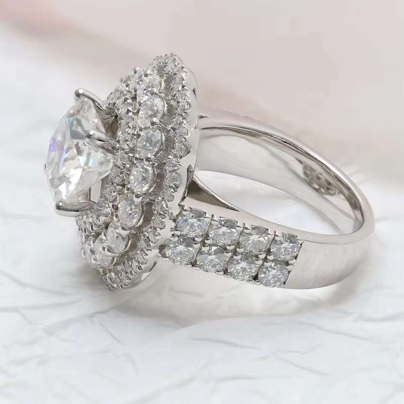 Paston Custom Jewelry 3CT Round DE VVS1 Moissanite 925 Silver White Gold Plated Engagement Luxury Wholesale Moissanite Ring