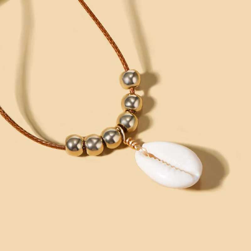 New Boho Summer Jewelry Rope Chain Shell Beads Pendant Necklace For Women Party Wedding Valentines Gift X0164 Y250605