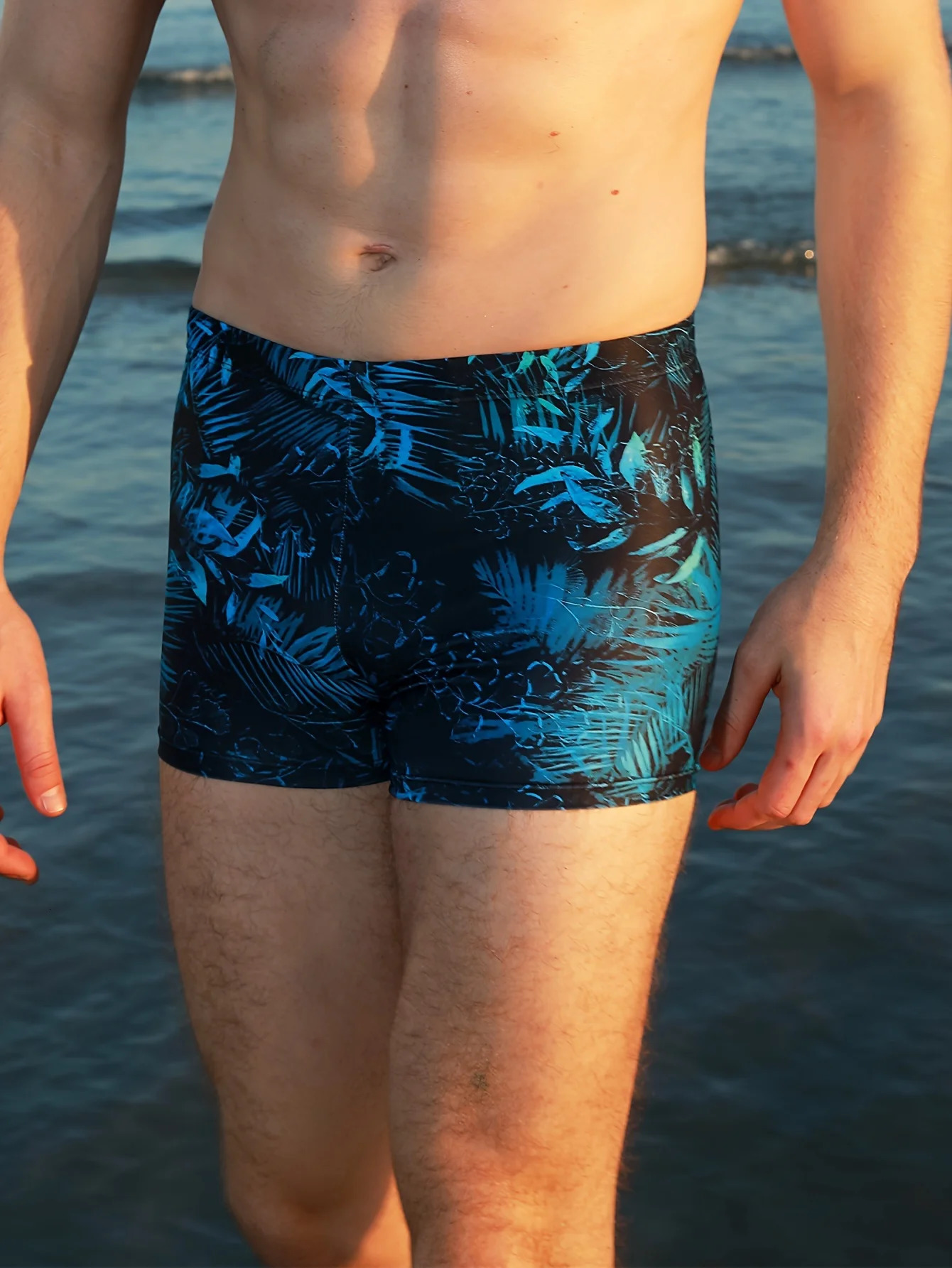 Mens Boxer Tropical Print Racing Anti-Embarrassment Reduction Resistance Classic Professional Swimming Trunks 250530