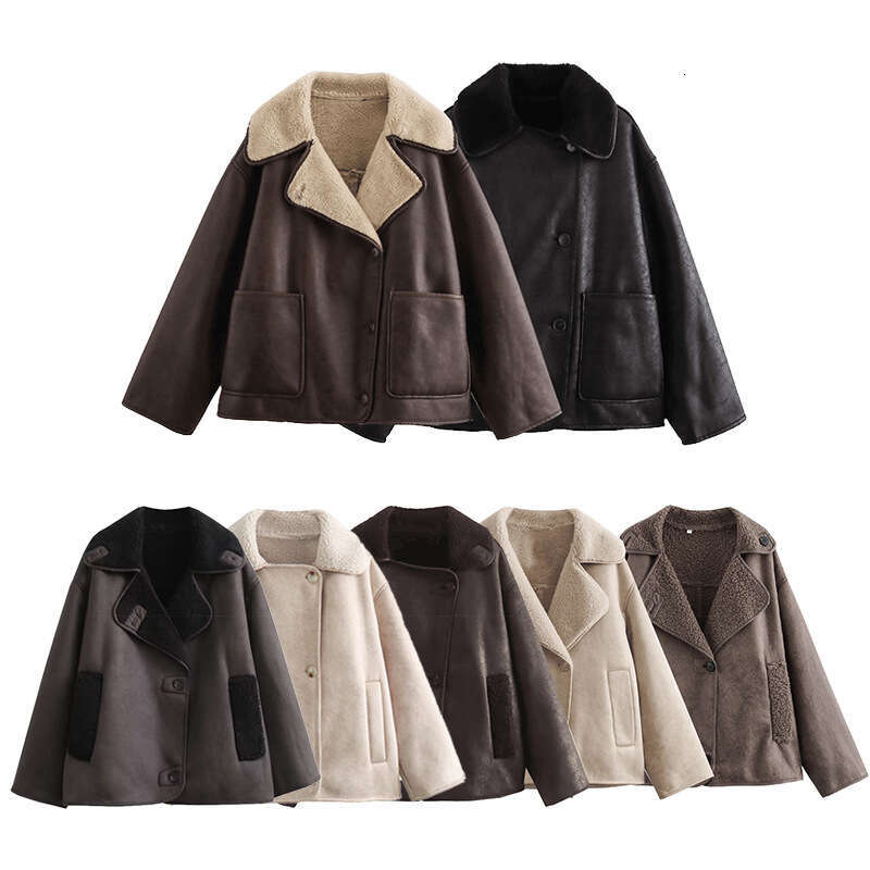 Women's Fashion New Arrival Autumn Winter Shearling Collar Jacket Coat B5