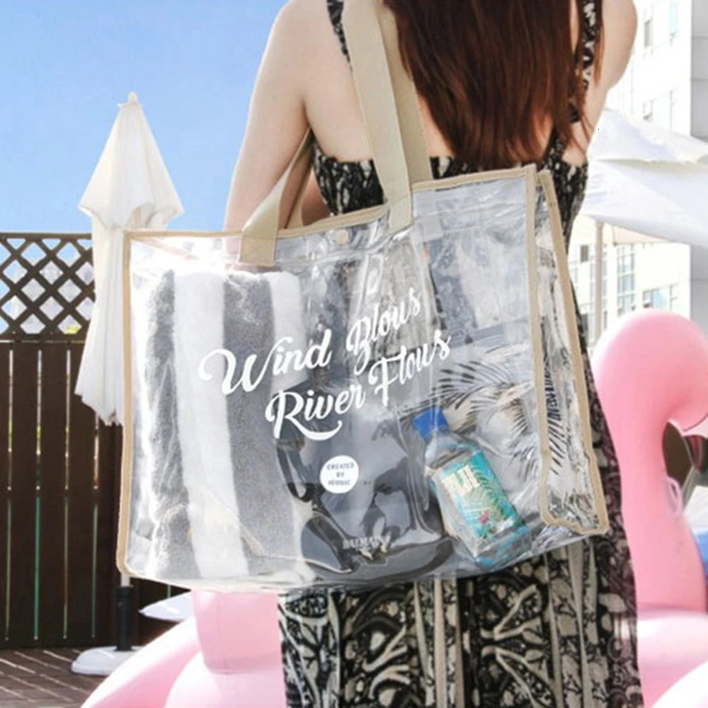 Cosmetic Pouch Beach Tote Lightweight Bag with Phone Waterproof Foldable for Pool Vacation 250605