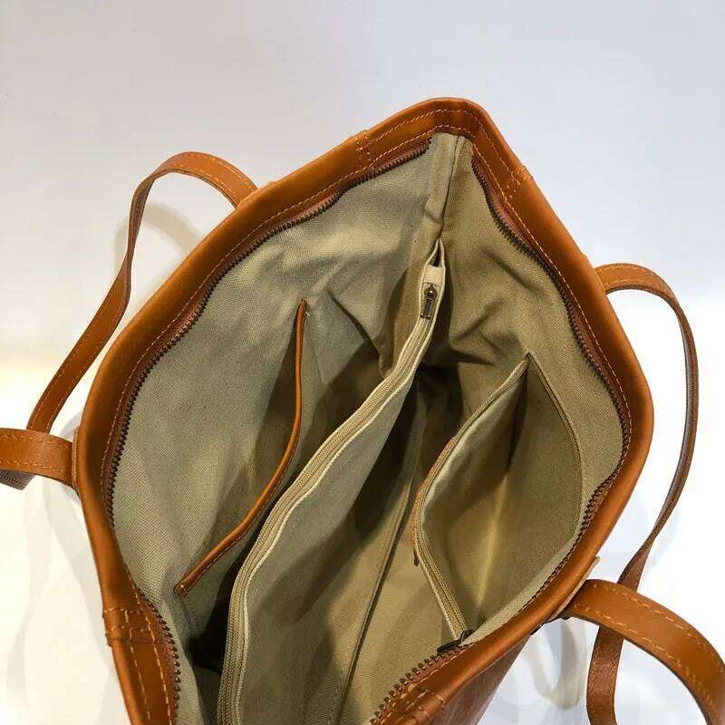 Vegetable Tanned Cowhide Tote Bags For Women 2024 Trend Genuine Leather Shoulder Bag Big Capacity Female Designer Handbag 2025/06/06