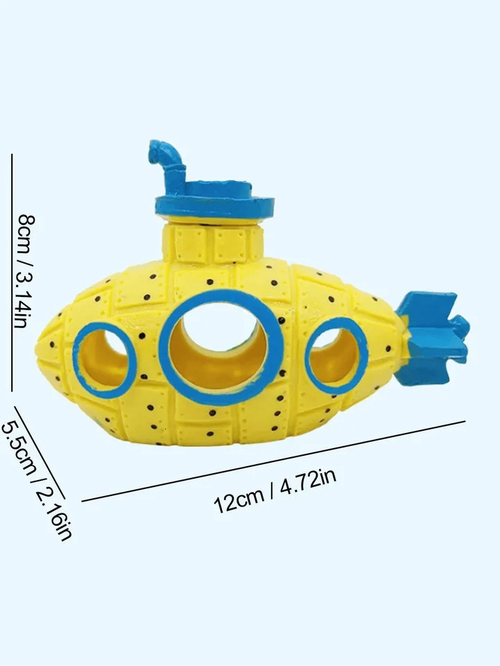 Aquarium Fish Tank Decoration Cave House Hideout Breeding Hatchery Incubator Landscape Ornament With Sunken Submarine 250604