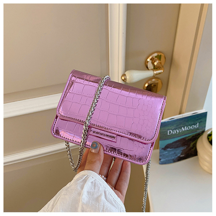 designer 2025 Spring/Summer New Fashion Crocodile Pattern Chain Shoulder Crossbody Small Square Bag for Women, Supports Wholesale and Mixed Orders