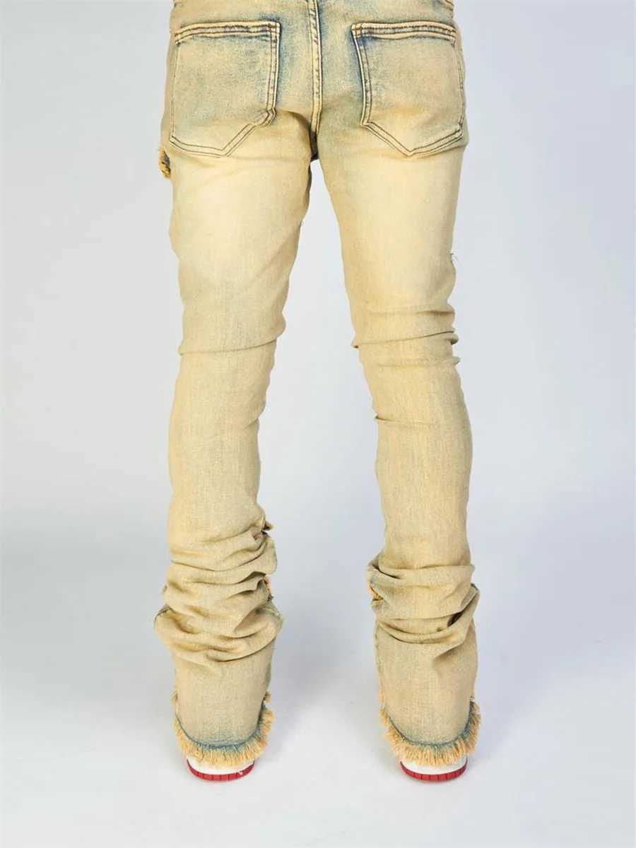 Men Ripped Denim Pants Distressed Skinny Cargo Pants Casual Trousers with Pockets for Streetwear Autumn Spring Clothes Punk Y2K Z250605