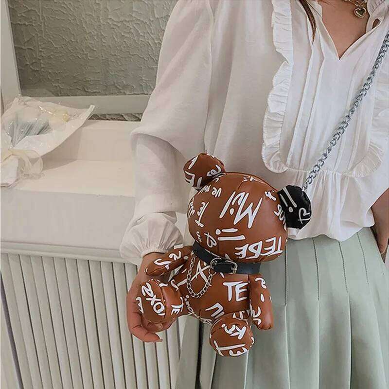 Women 3D Cartoon Bear Purses And Handbags For Female Fashion Designer Chain Shoulder Bags Girls Casual Crossbody Bag