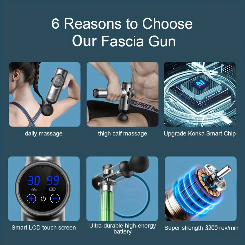 Portable Fascia Gun Vibration Massage Gun For Body Neck Back Deep Muscle Relaxation Fitness Slimming One Head 250605