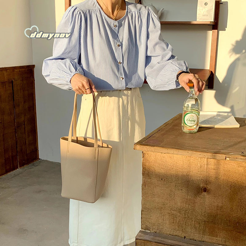 Light Luxury Niche Single Shoulder for Women 2024 New Korean Style Lazy Wind Basket Commuter Crossbody Bucket Bag ddmynov