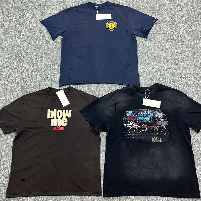 Niche Brand G/R 24ss American Washed Vintage Printed Slogan Short Sleeve T-Shirt Unisex Trend