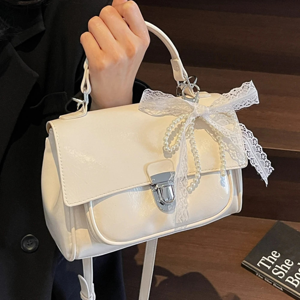 Glossy PU Buckle Crossbody Bag for Women Korean Simple Large Capacity Casual All-Match One Shoulder Bags Commute Handbags 250605