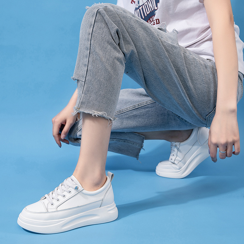 Thick Casual Shoes Soled Sneakers With Hidden Wedge Casual For Women Versatile Sports Shoes Korean Style Slip On White Shoes Ddmysaturn