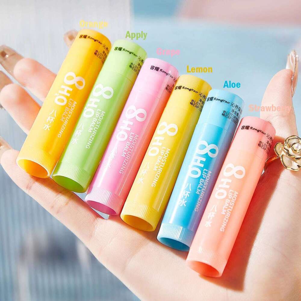 6pcs/Set Fruits Lipstick Sets Moisturizing Lip Balm Kit Orange Grape Aloe Strawberry Brightening Hydrating Lips Skin Care free shipping