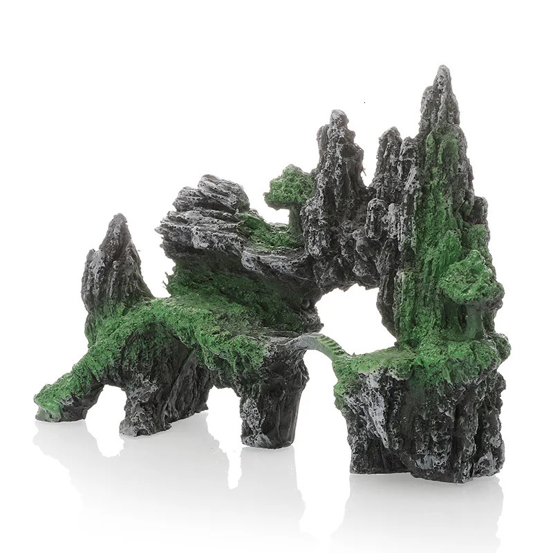 Aquarium Decorative Rocks Fish Tank Simulation Mountain Rockery Arched Bridge Landscaping Decor Creative Home Crafts Ornaments 250604