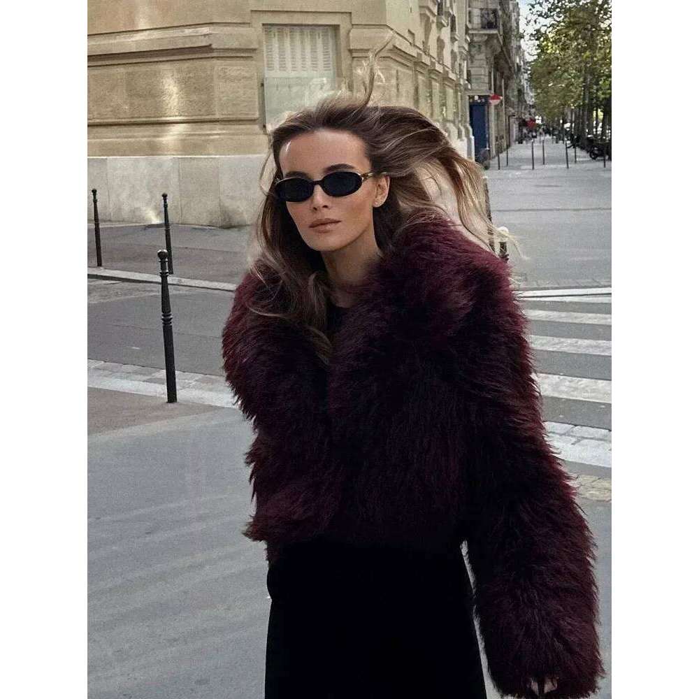 Solid Thicken Coat For Women Long Sleeves Ladies Faux Fur Coats Winter Fashion Elegant Turn Down Collar Female Warm Overcoat