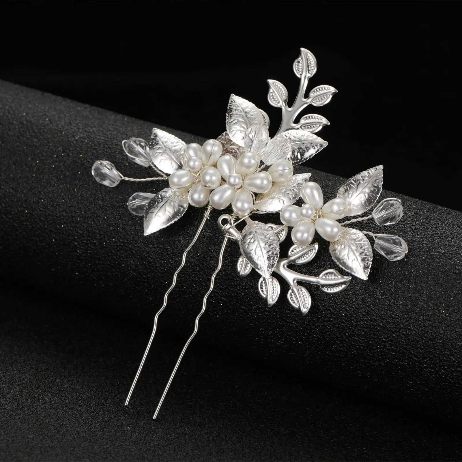 U Shaped Hair Pin Bride Wedding Hair Jewelry Gold/Silver Color Alloy Hair Clips Pearls Decor Bridal Headdress Hair Ornament Z250605
