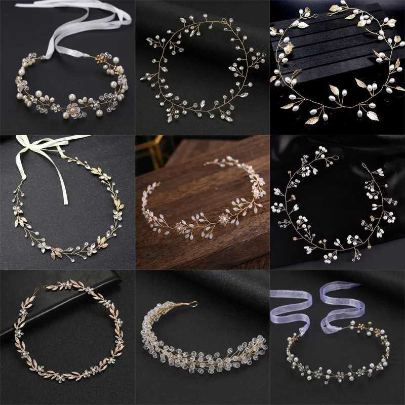 Gold Color Headbands Hair Jewelry Wedding Hair Accessories For Women Rhinestone Pearl Headband Bride Tiara Hairbands Accessories Z250605