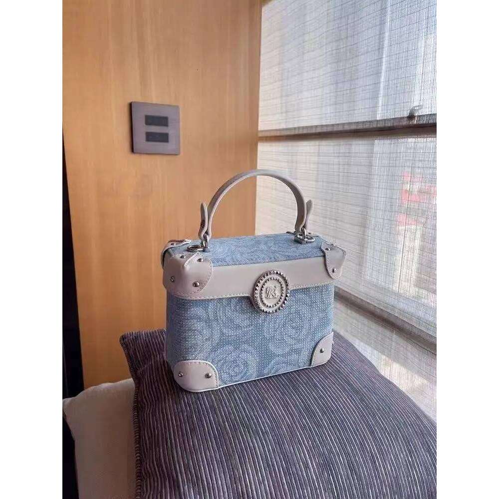 High Quality Blue Denim Fashion Cloud Women's Handbag Floral Crystal Dia Shoulder Messenger Bag Lady Purse Female Armpit